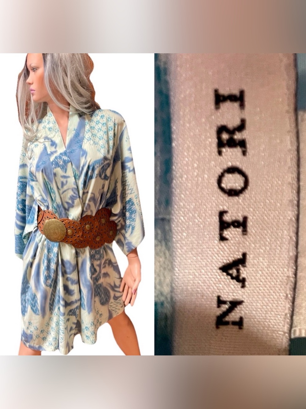 NATORI Silky Sea Tones KIMONO Jacket Robe Size S/M (Oversized)